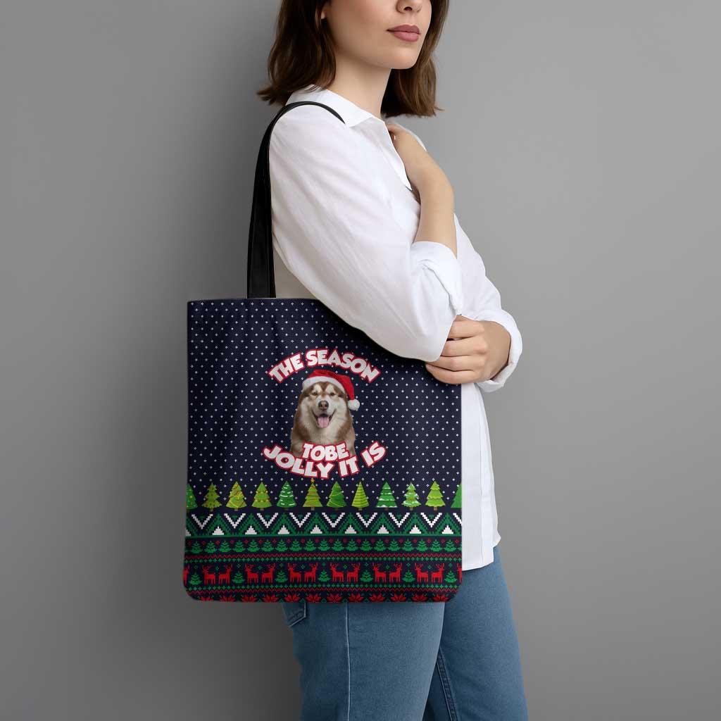 The Season To Be Jolly Siberian Husky Xmas Ball Christmas Tote Bag Xmas Holiday Patterns - Wonder Print Shop