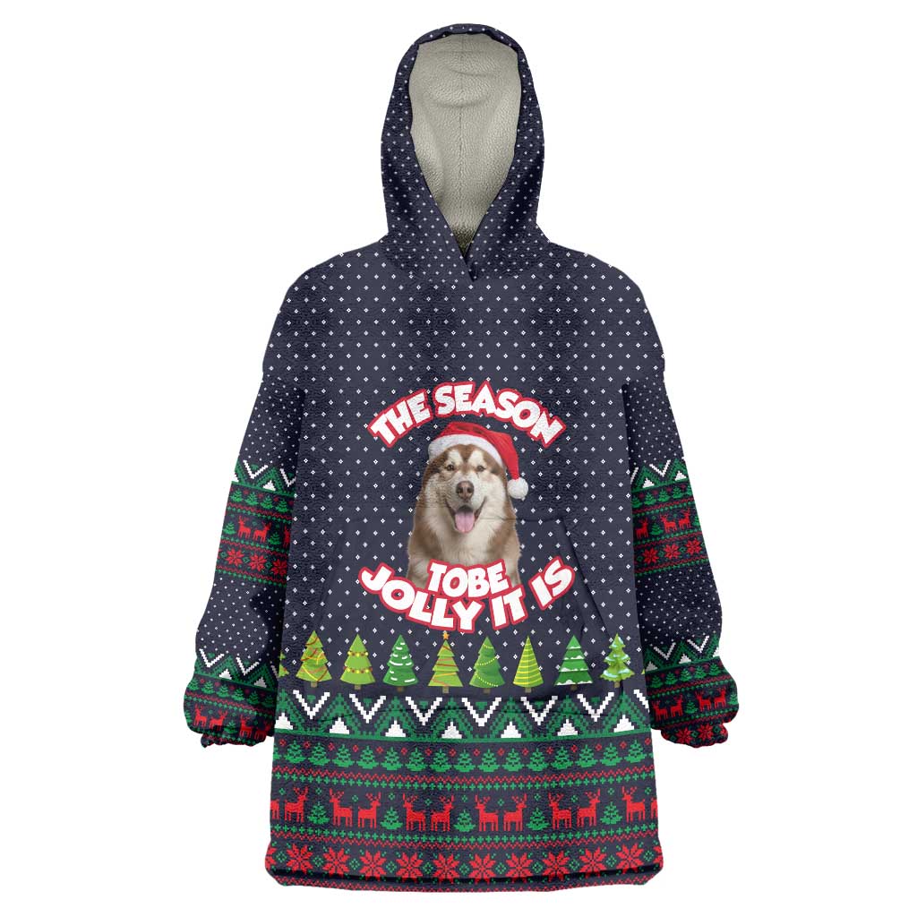 The Season To Be Jolly Siberian Husky Xmas Ball Christmas Wearable Blanket Hoodie Xmas Holiday Patterns - Wonder Print Shop