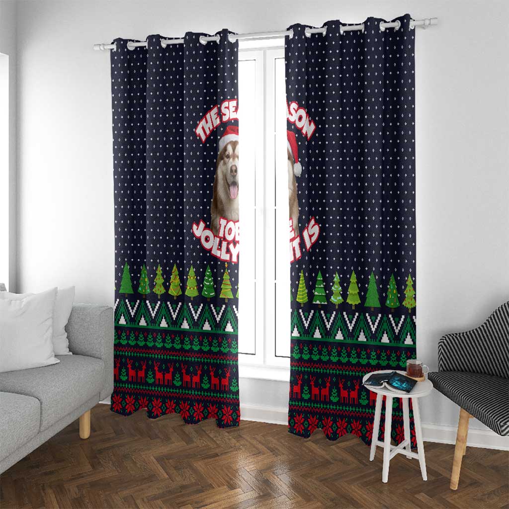 The Season To Be Jolly Siberian Husky Xmas Ball Christmas Window Curtain Xmas Holiday Patterns - Wonder Print Shop