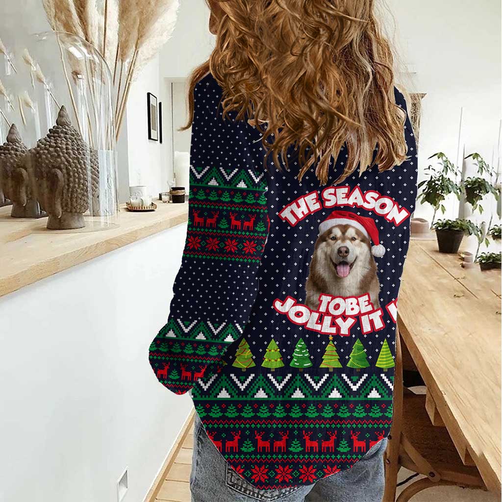 The Season To Be Jolly Siberian Husky Xmas Ball Christmas Women Casual Shirt Xmas Holiday Patterns - Wonder Print Shop