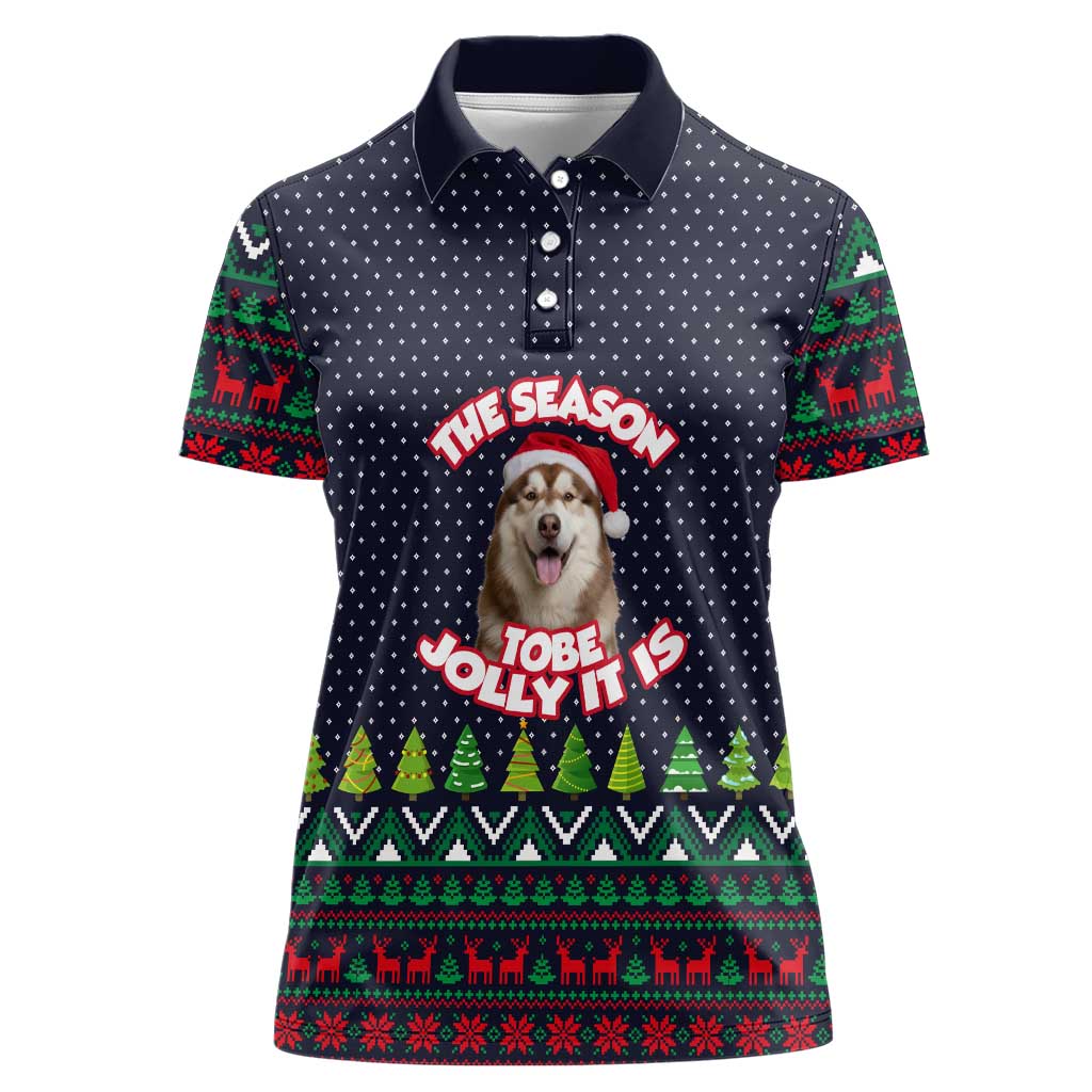 The Season To Be Jolly Siberian Husky Xmas Ball Christmas Women Polo Shirt Xmas Holiday Patterns - Wonder Print Shop