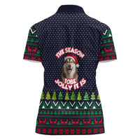 The Season To Be Jolly Siberian Husky Xmas Ball Christmas Women Polo Shirt Xmas Holiday Patterns - Wonder Print Shop