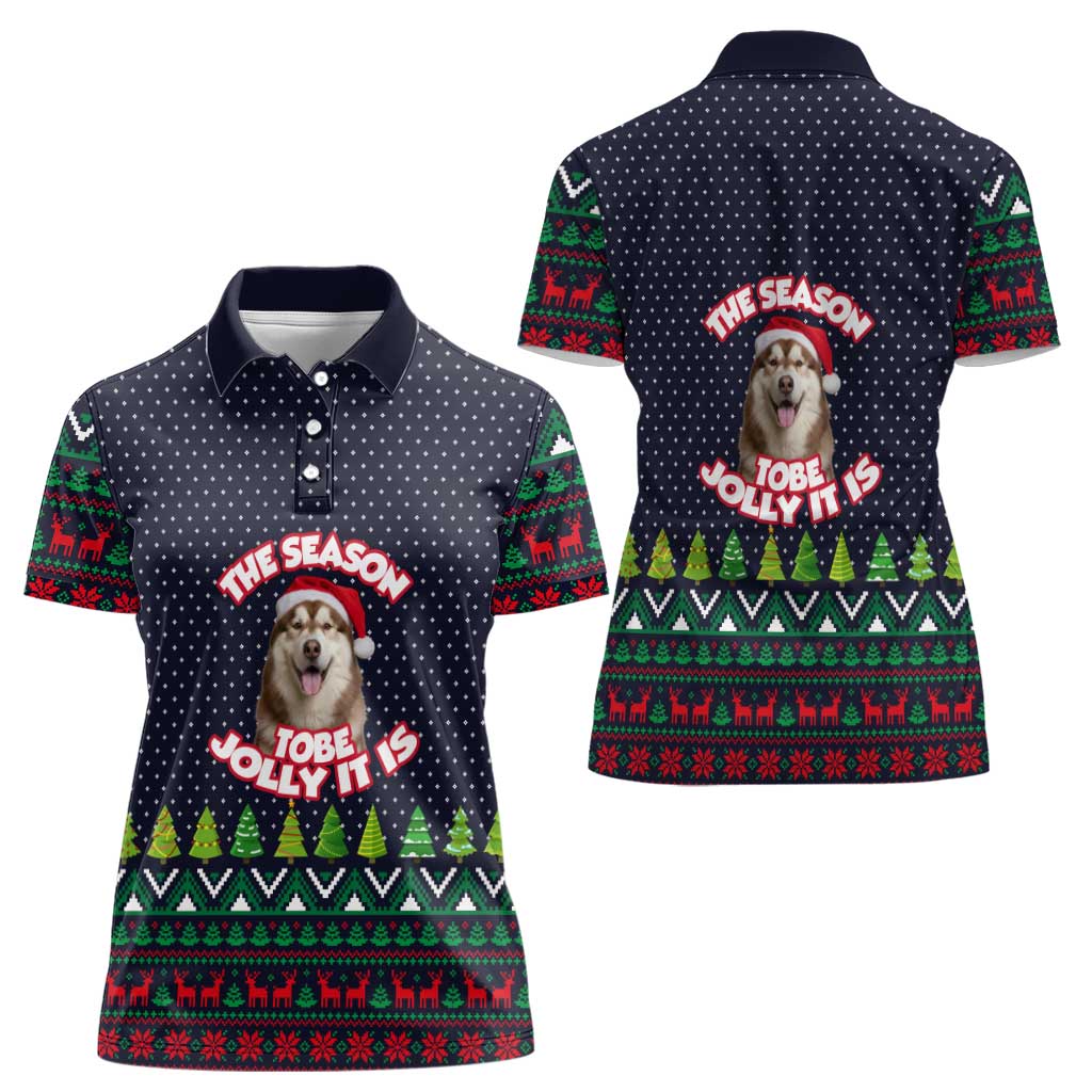 The Season To Be Jolly Siberian Husky Xmas Ball Christmas Women Polo Shirt Xmas Holiday Patterns - Wonder Print Shop