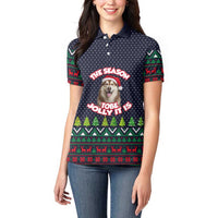 The Season To Be Jolly Siberian Husky Xmas Ball Christmas Women Polo Shirt Xmas Holiday Patterns - Wonder Print Shop
