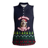 The Season To Be Jolly Siberian Husky Xmas Ball Christmas Women Sleeveless Polo Shirt Xmas Holiday Patterns - Wonder Print Shop