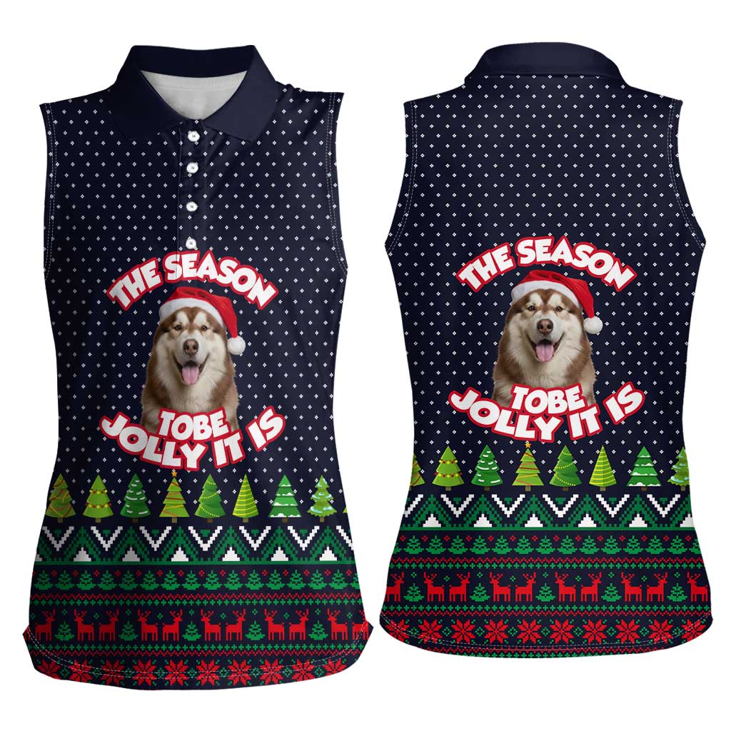 The Season To Be Jolly Siberian Husky Xmas Ball Christmas Women Sleeveless Polo Shirt Xmas Holiday Patterns - Wonder Print Shop