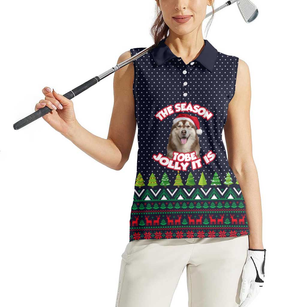 The Season To Be Jolly Siberian Husky Xmas Ball Christmas Women Sleeveless Polo Shirt Xmas Holiday Patterns - Wonder Print Shop