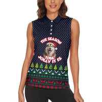 The Season To Be Jolly Siberian Husky Xmas Ball Christmas Women Sleeveless Polo Shirt Xmas Holiday Patterns - Wonder Print Shop