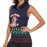 The Season To Be Jolly Siberian Husky Xmas Ball Christmas Women Sleeveless Polo Shirt Xmas Holiday Patterns - Wonder Print Shop