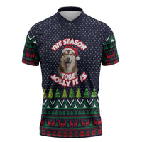 The Season To Be Jolly Siberian Husky Xmas Ball Christmas Zipper Polo Shirt Xmas Holiday Patterns - Wonder Print Shop
