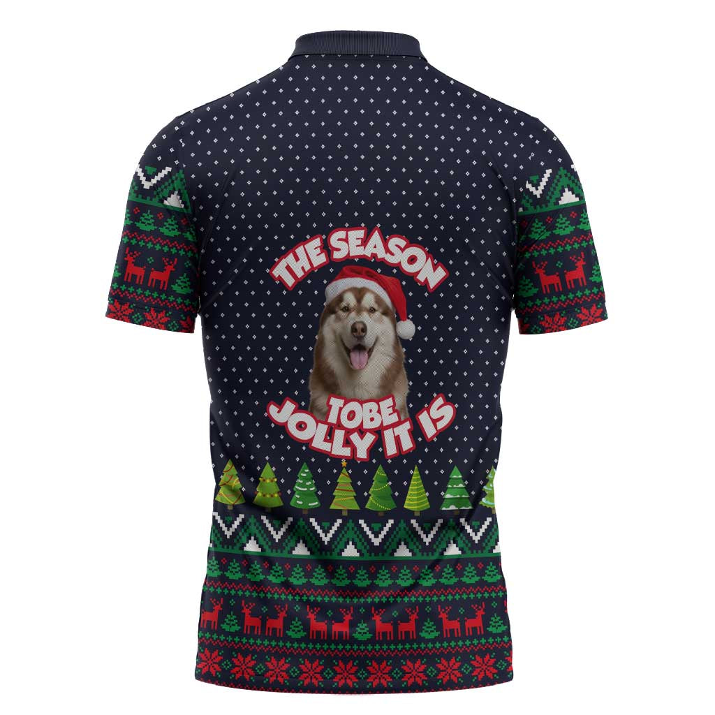 The Season To Be Jolly Siberian Husky Xmas Ball Christmas Zipper Polo Shirt Xmas Holiday Patterns - Wonder Print Shop