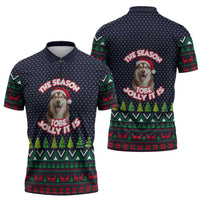 The Season To Be Jolly Siberian Husky Xmas Ball Christmas Zipper Polo Shirt Xmas Holiday Patterns - Wonder Print Shop