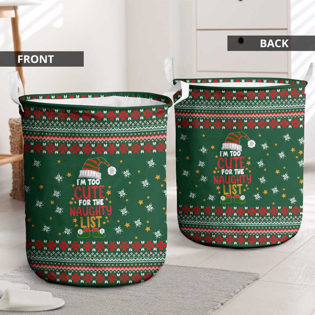 Too Cute For The Naughty List Christmas Laundry Basket Xmas Holiday Patterns - Wonder Print Shop