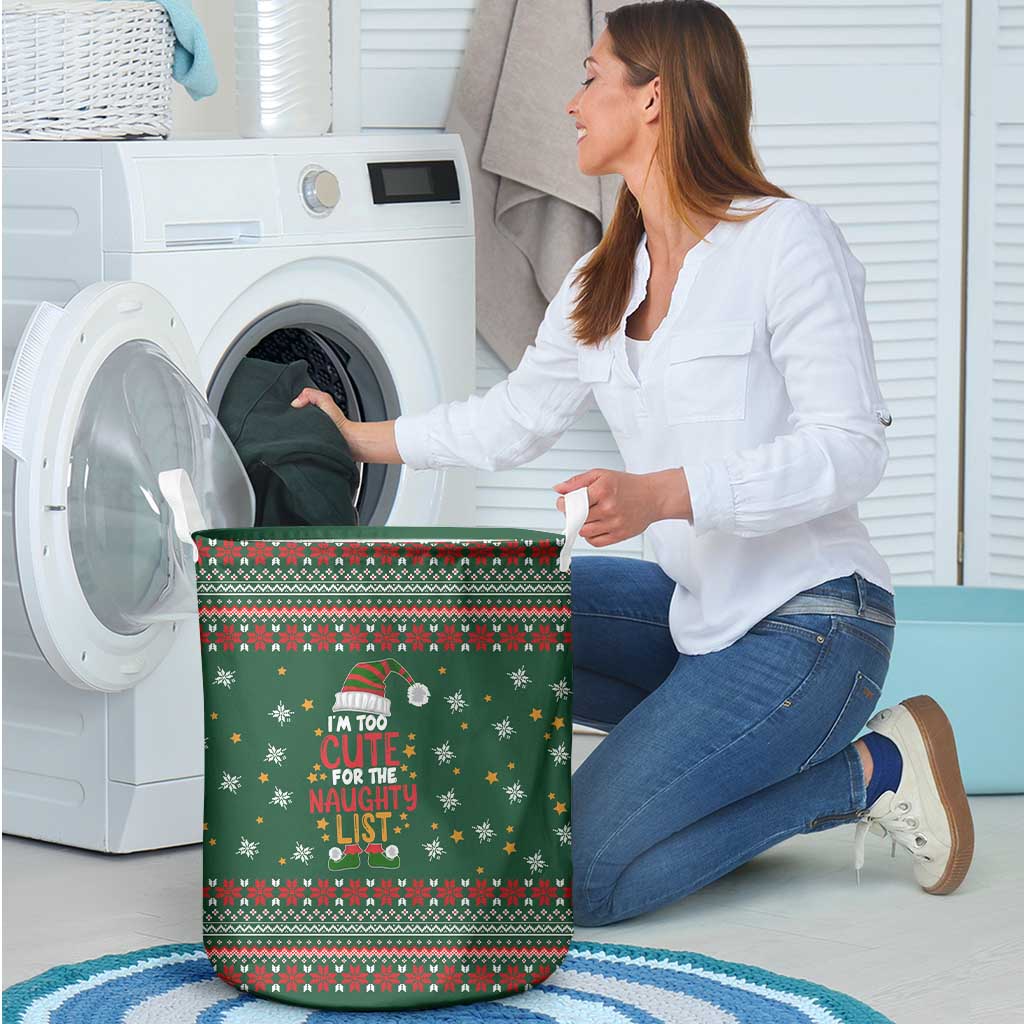 Too Cute For The Naughty List Christmas Laundry Basket Xmas Holiday Patterns - Wonder Print Shop