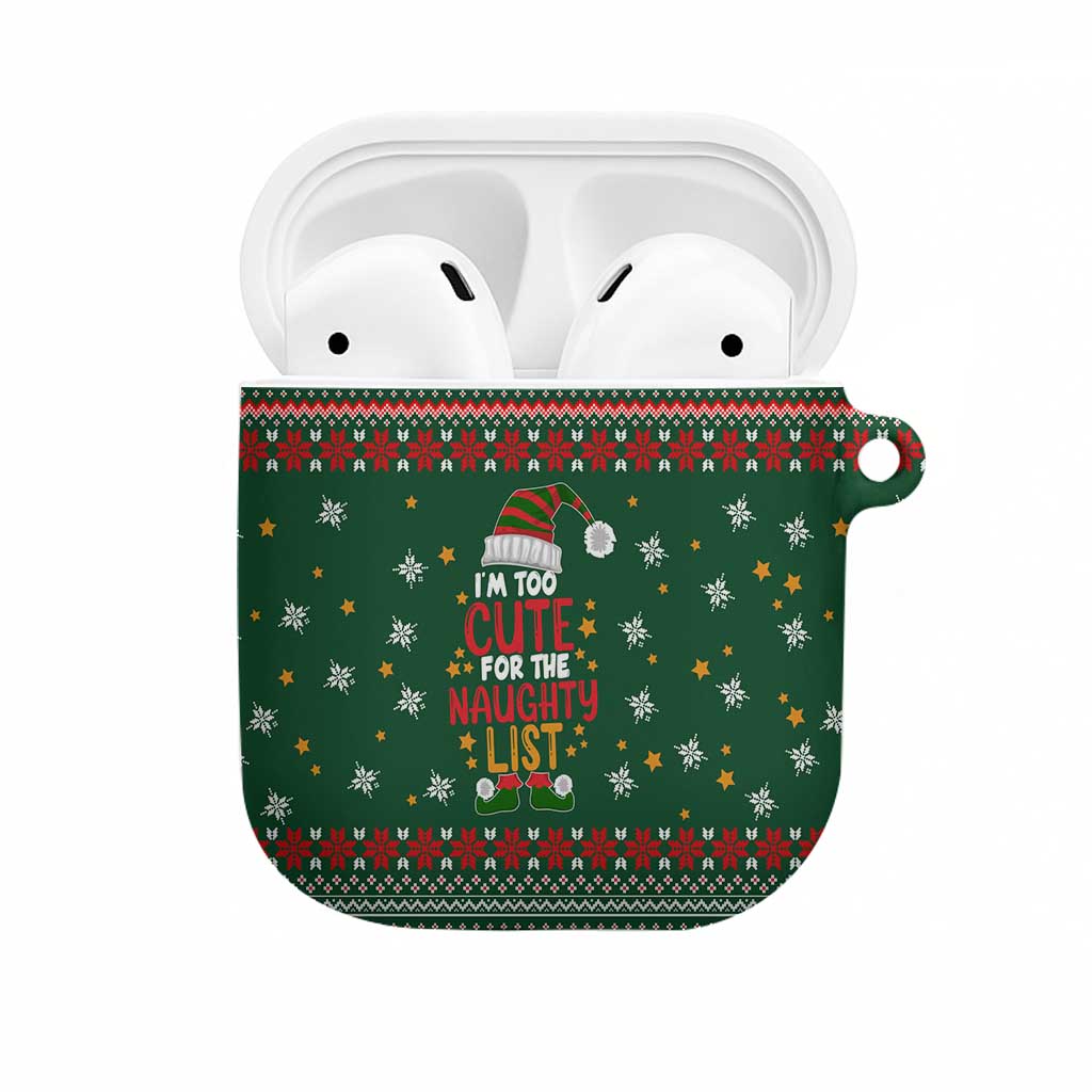 Too Cute For The Naughty List Christmas AirPods Case Xmas Holiday Patterns - Wonder Print Shop