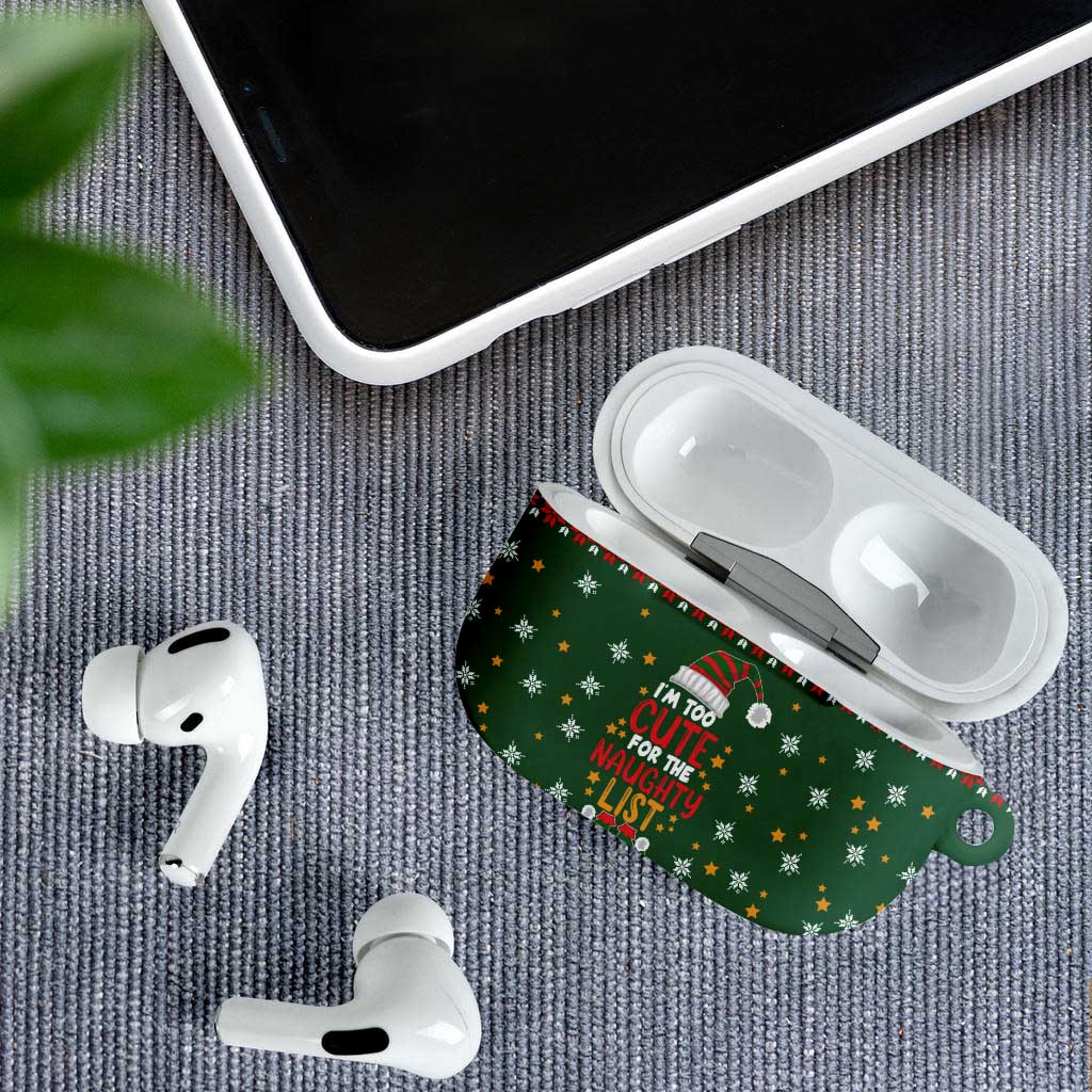 Too Cute For The Naughty List Christmas AirPods Case Xmas Holiday Patterns - Wonder Print Shop