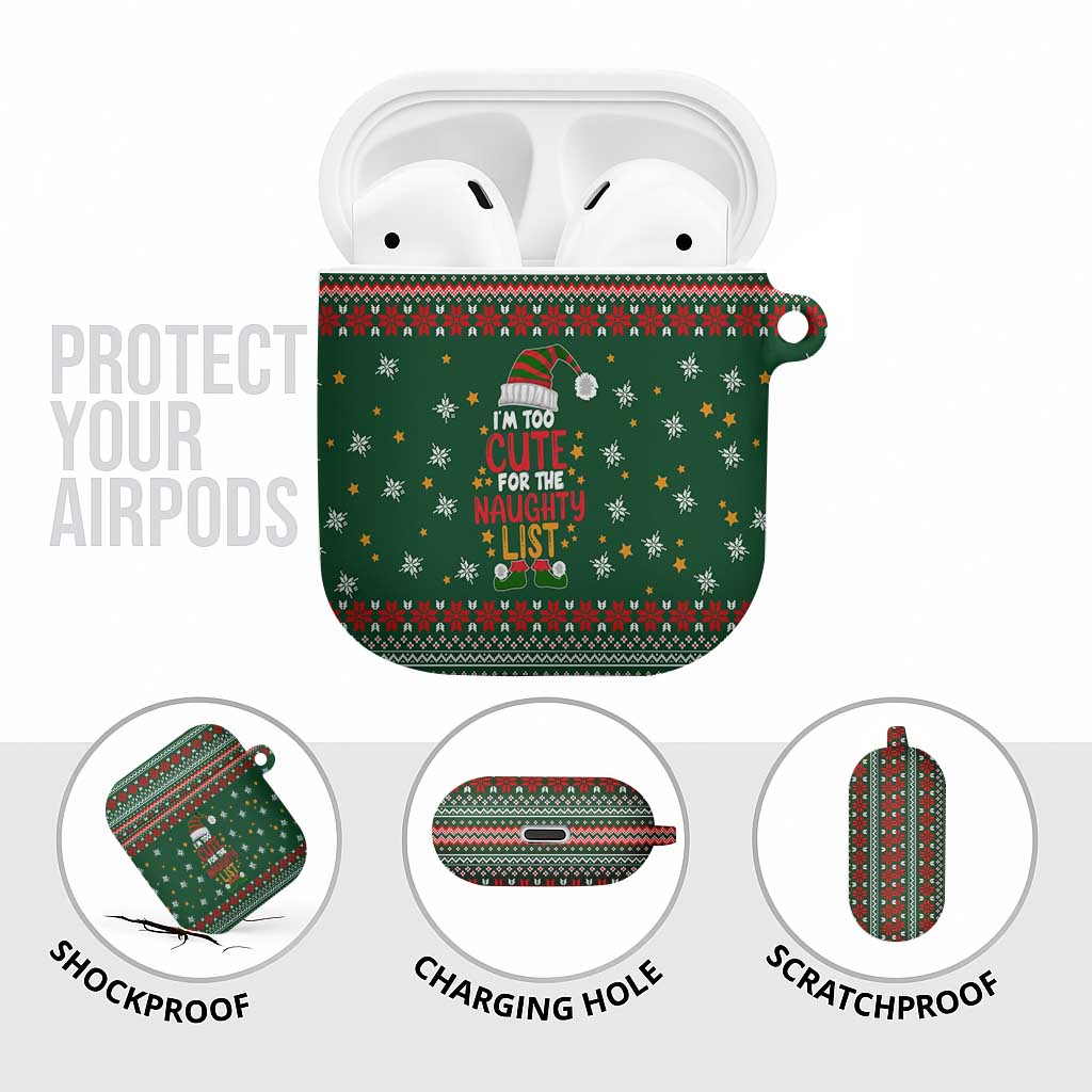 Too Cute For The Naughty List Christmas AirPods Case Xmas Holiday Patterns - Wonder Print Shop