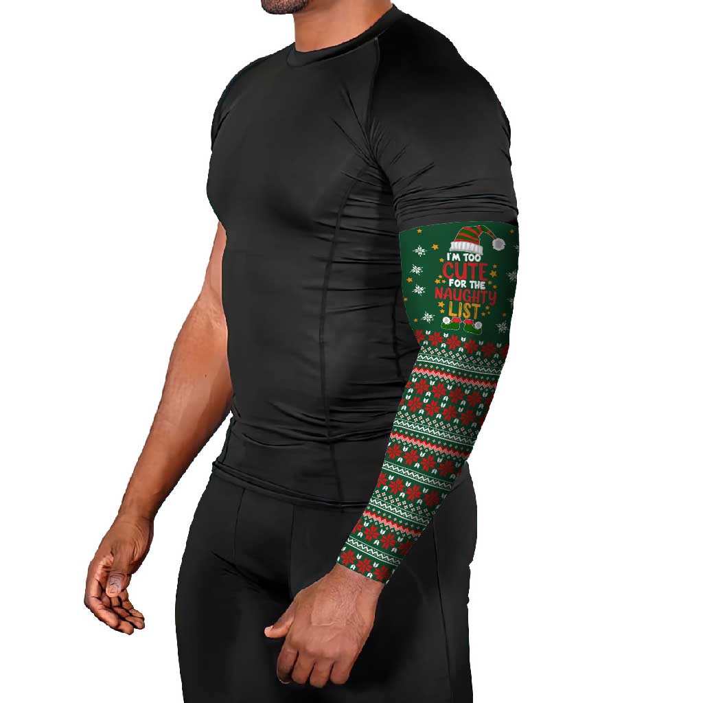 Too Cute For The Naughty List Christmas Arm Sleeves Xmas Holiday Patterns - Wonder Print Shop
