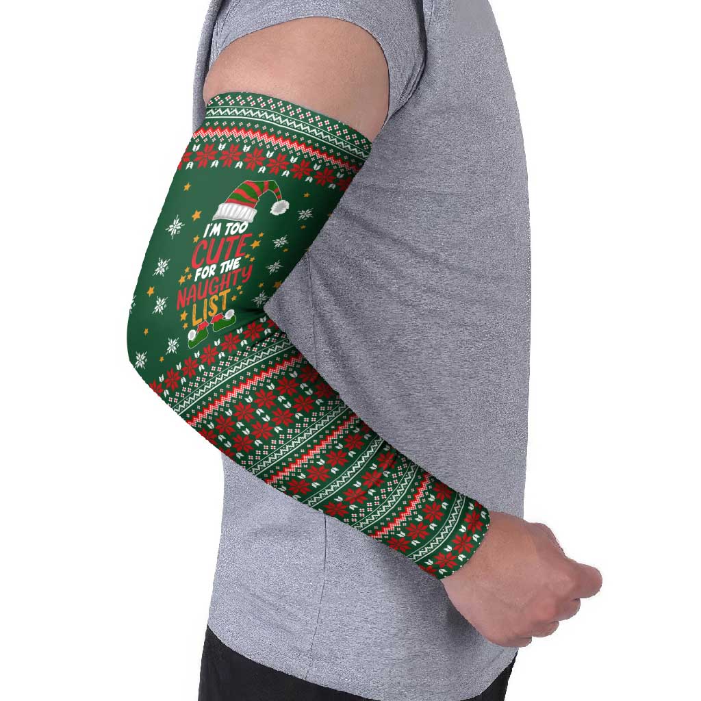 Too Cute For The Naughty List Christmas Arm Sleeves Xmas Holiday Patterns - Wonder Print Shop