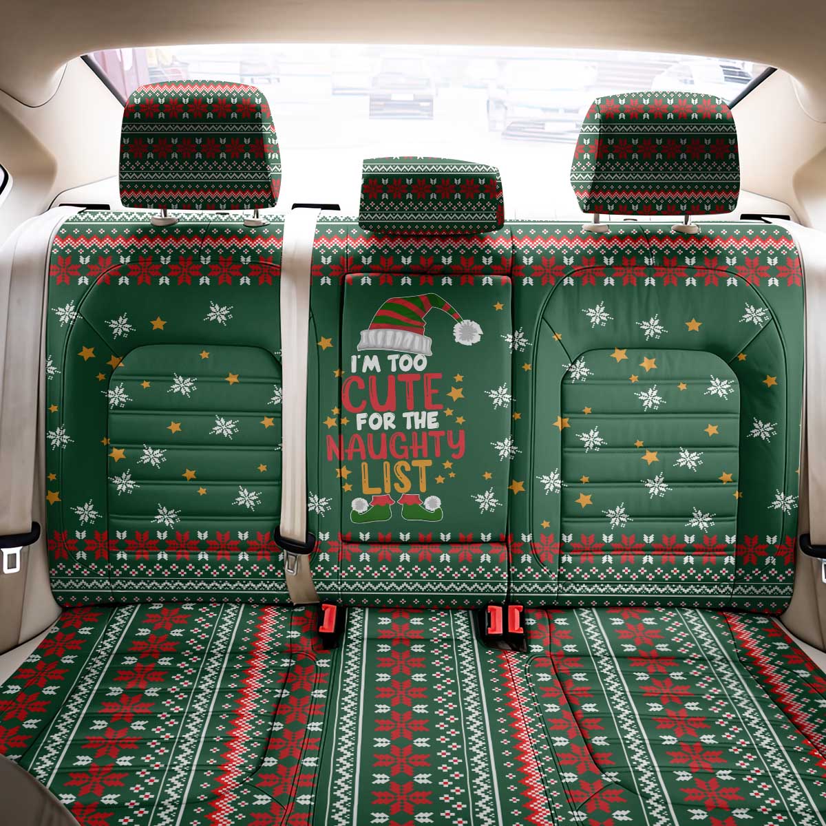 Too Cute For The Naughty List Christmas Back Car Seat Cover Xmas Holiday Patterns - Wonder Print Shop