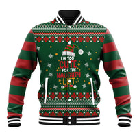 Too Cute For The Naughty List Christmas Baseball Jacket Xmas Holiday Patterns - Wonder Print Shop