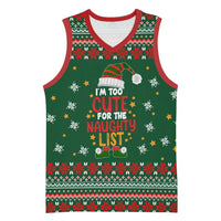 Too Cute For The Naughty List Christmas Basketball Jersey Xmas Holiday Patterns - Wonder Print Shop