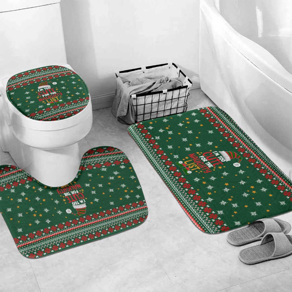 Too Cute For The Naughty List Christmas Bathroom Set Xmas Holiday Patterns - Wonder Print Shop