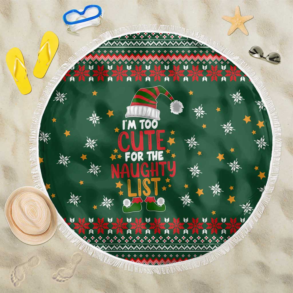 Too Cute For The Naughty List Christmas Beach Blanket Xmas Holiday Patterns - Wonder Print Shop