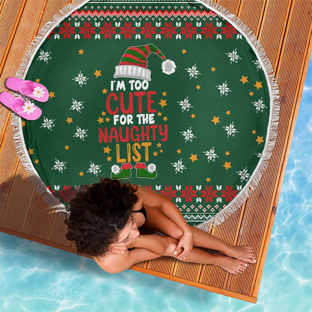 Too Cute For The Naughty List Christmas Beach Blanket Xmas Holiday Patterns - Wonder Print Shop