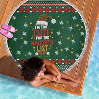 Too Cute For The Naughty List Christmas Beach Blanket Xmas Holiday Patterns - Wonder Print Shop