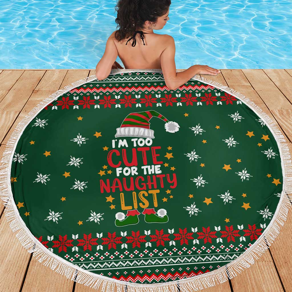 Too Cute For The Naughty List Christmas Beach Blanket Xmas Holiday Patterns - Wonder Print Shop