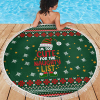 Too Cute For The Naughty List Christmas Beach Blanket Xmas Holiday Patterns - Wonder Print Shop