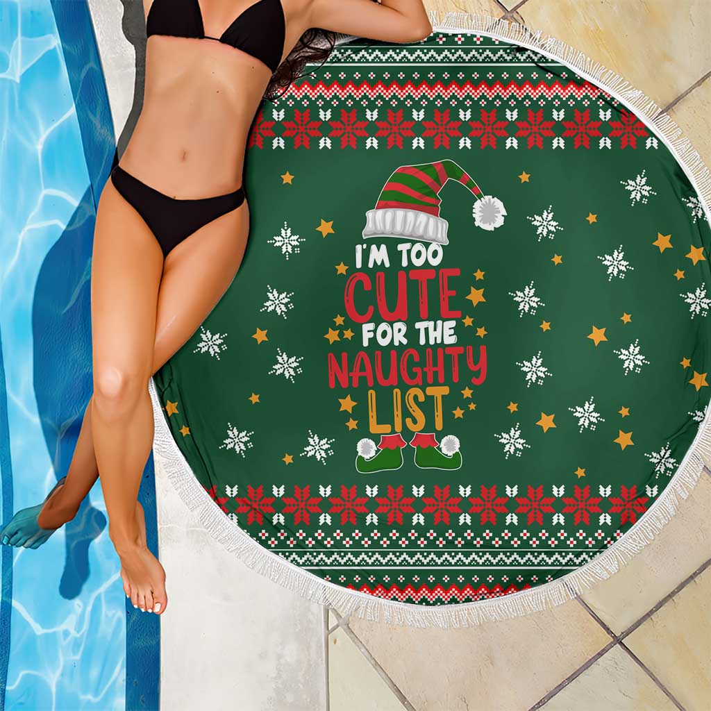 Too Cute For The Naughty List Christmas Beach Blanket Xmas Holiday Patterns - Wonder Print Shop
