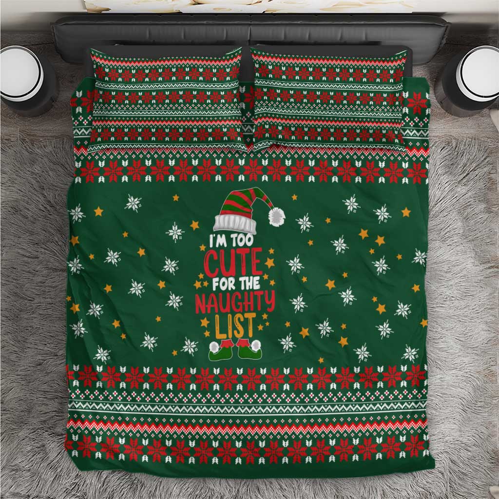 Too Cute For The Naughty List Christmas Bedding Set Xmas Holiday Patterns - Wonder Print Shop