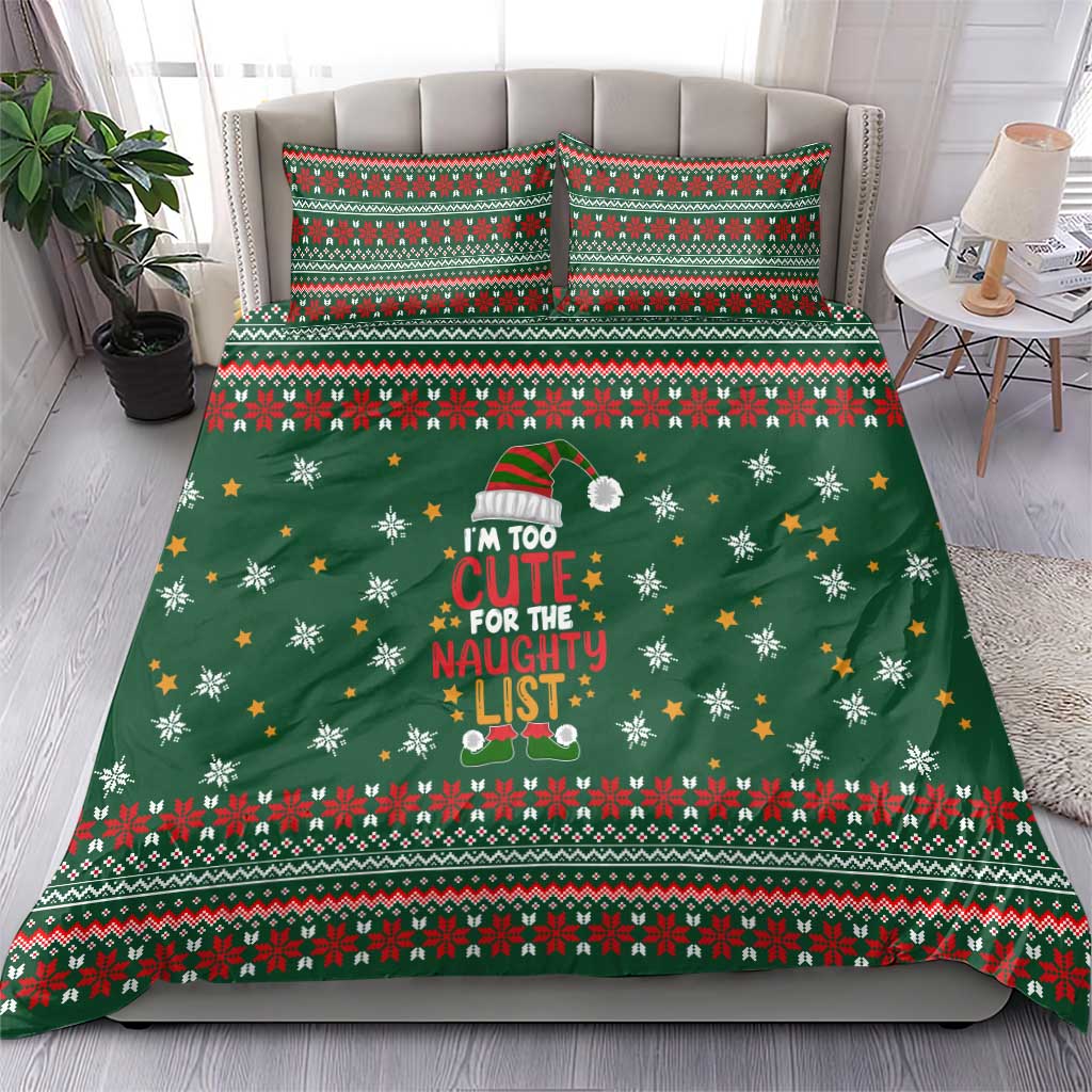 Too Cute For The Naughty List Christmas Bedding Set Xmas Holiday Patterns - Wonder Print Shop