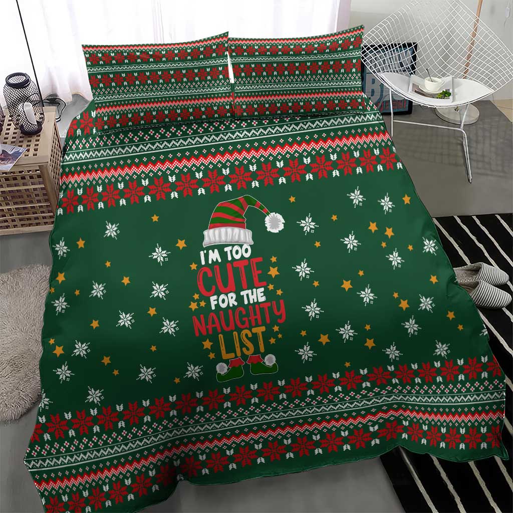 Too Cute For The Naughty List Christmas Bedding Set Xmas Holiday Patterns - Wonder Print Shop