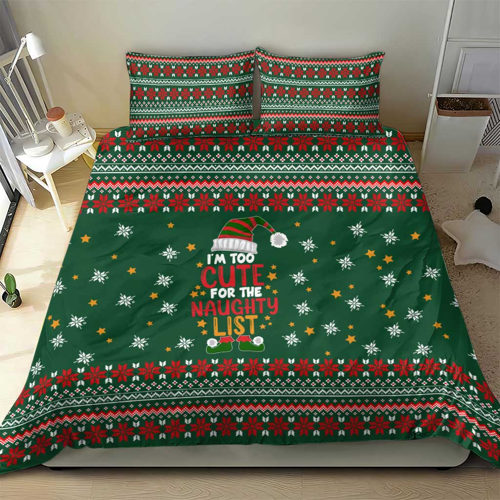 Too Cute For The Naughty List Christmas Bedding Set Xmas Holiday Patterns - Wonder Print Shop