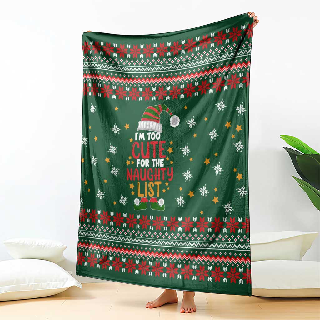 Too Cute For The Naughty List Christmas Blanket Xmas Holiday Patterns - Wonder Print Shop