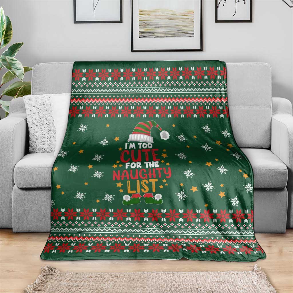 Too Cute For The Naughty List Christmas Blanket Xmas Holiday Patterns - Wonder Print Shop