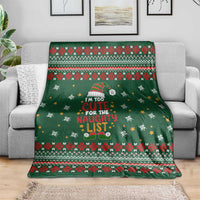 Too Cute For The Naughty List Christmas Blanket Xmas Holiday Patterns - Wonder Print Shop