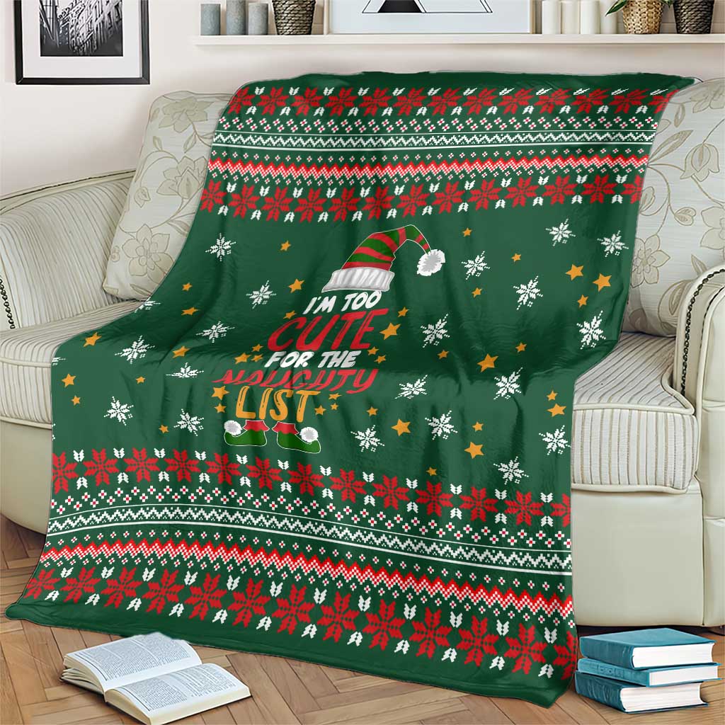 Too Cute For The Naughty List Christmas Blanket Xmas Holiday Patterns - Wonder Print Shop