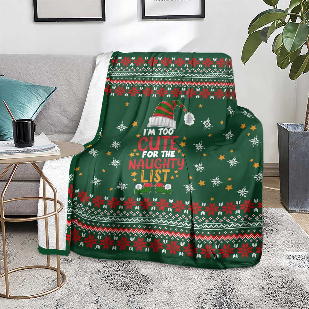 Too Cute For The Naughty List Christmas Blanket Xmas Holiday Patterns - Wonder Print Shop