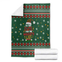 Too Cute For The Naughty List Christmas Blanket Xmas Holiday Patterns - Wonder Print Shop