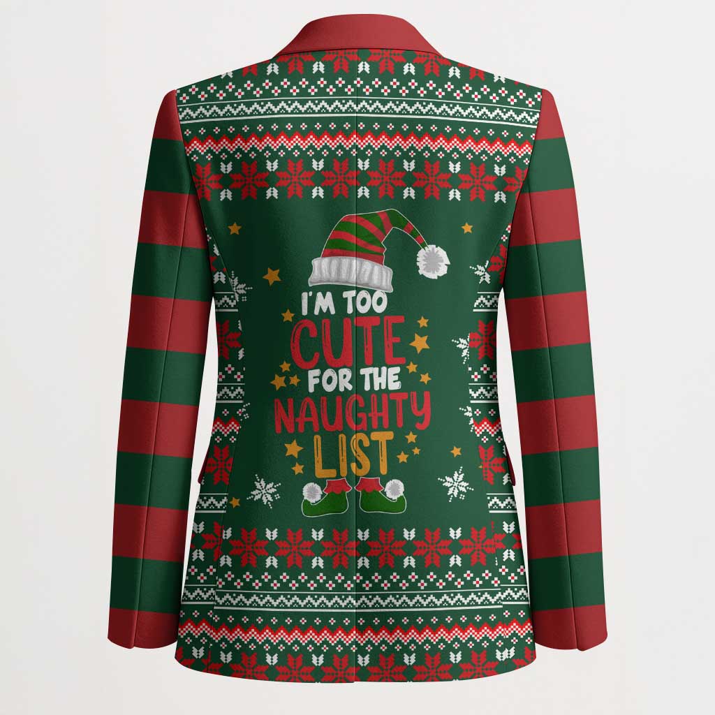 Too Cute For The Naughty List Christmas Blazer Xmas Holiday Patterns - Wonder Print Shop