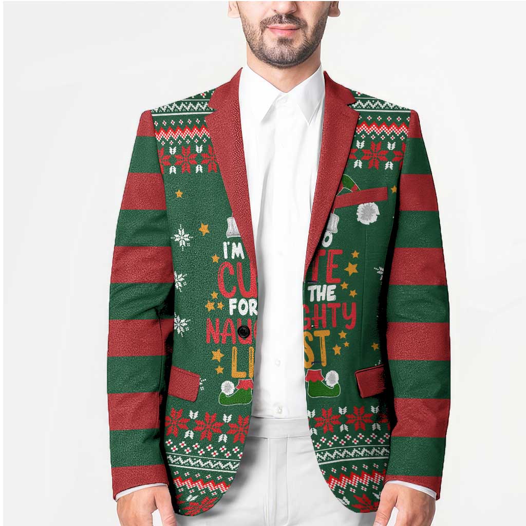Too Cute For The Naughty List Christmas Blazer Xmas Holiday Patterns - Wonder Print Shop