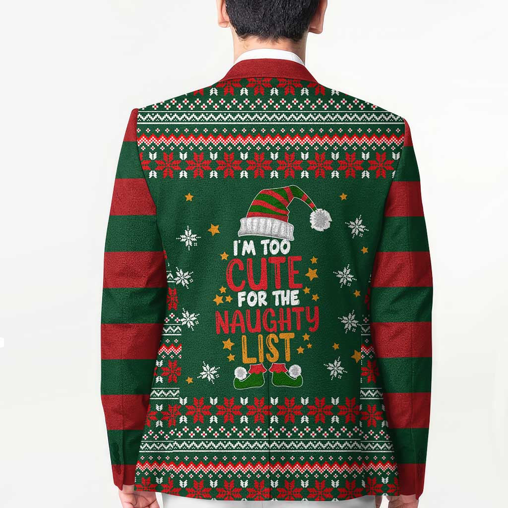 Too Cute For The Naughty List Christmas Blazer Xmas Holiday Patterns - Wonder Print Shop