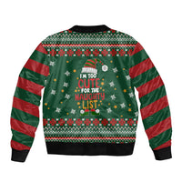 Too Cute For The Naughty List Christmas Bomber Jacket Xmas Holiday Patterns - Wonder Print Shop