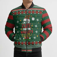 Too Cute For The Naughty List Christmas Bomber Puffer Jacket Xmas Holiday Patterns - Wonder Print Shop
