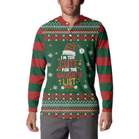 Too Cute For The Naughty List Christmas Button Sweatshirt Xmas Holiday Patterns - Wonder Print Shop