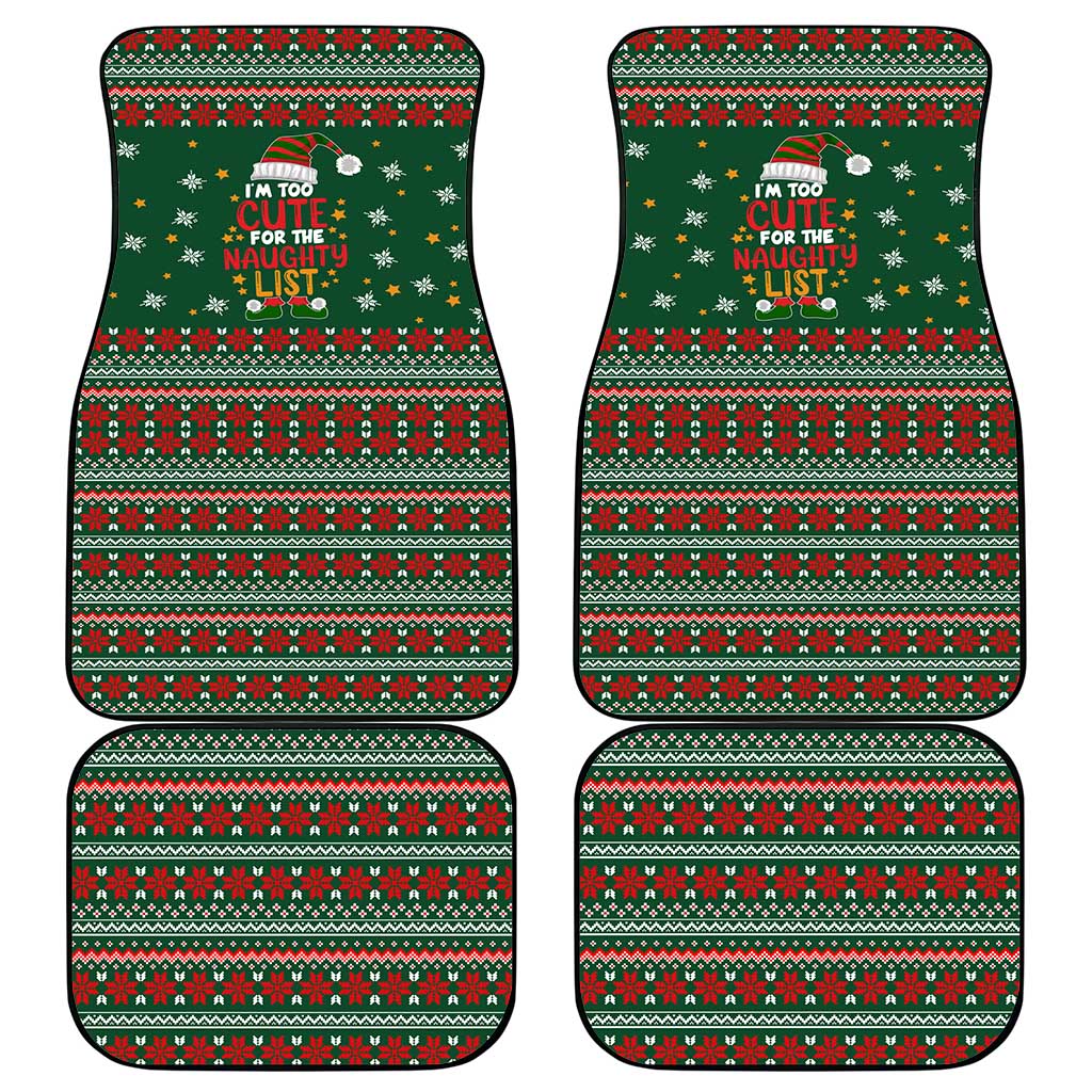 Too Cute For The Naughty List Christmas Car Mats Xmas Holiday Patterns - Wonder Print Shop